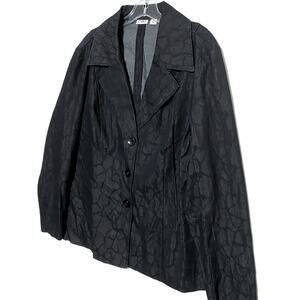 Cato Black Animal Print Blazer Three Buttons Jacket Cotton Blend Stretch Size XL